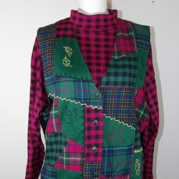 Women's Turtleneck Top & Matching Vest Size 1W Vintage Susan Bristol - Picture 2 of 5